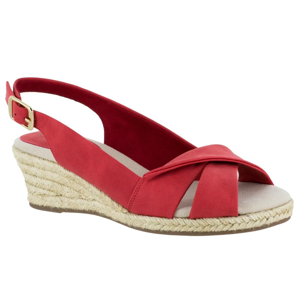 Easy Street Women's Maureen Espadrille Slingback Sandals, Red Size 10M